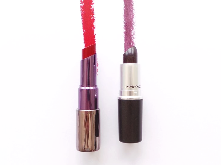 red and purple lipstick