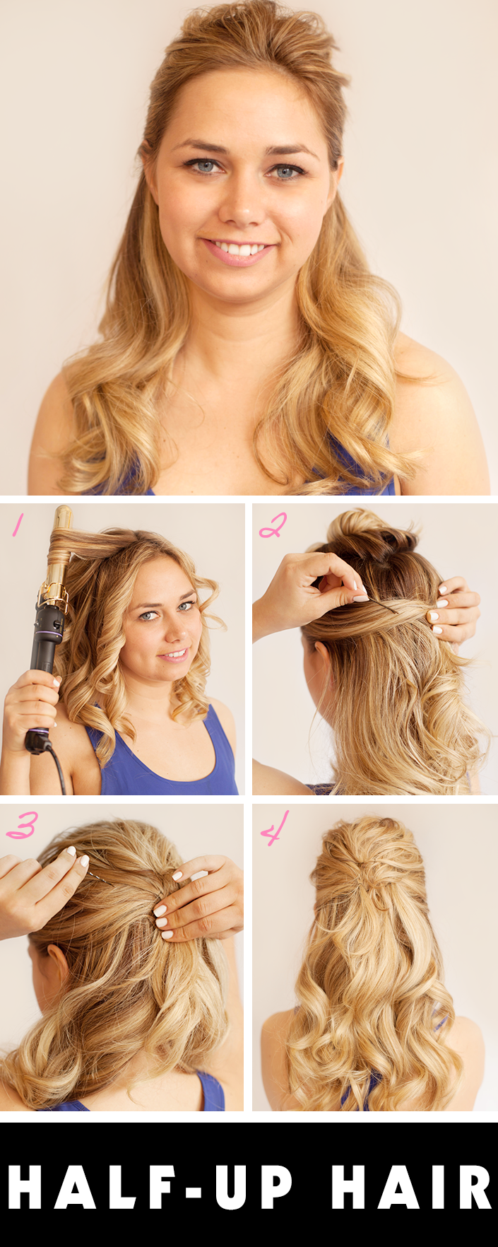 curled hairstyles half up half down front and back view