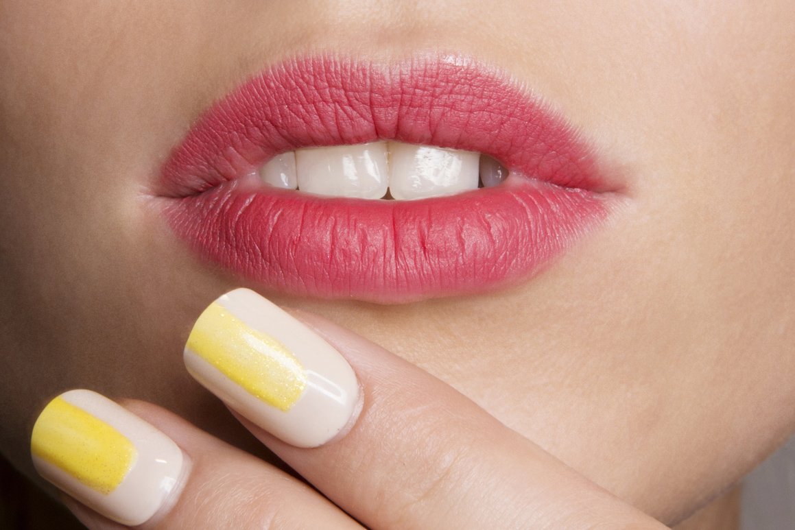 nail art and mouth up close