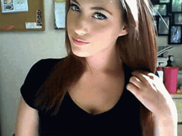 girl touching hair gif