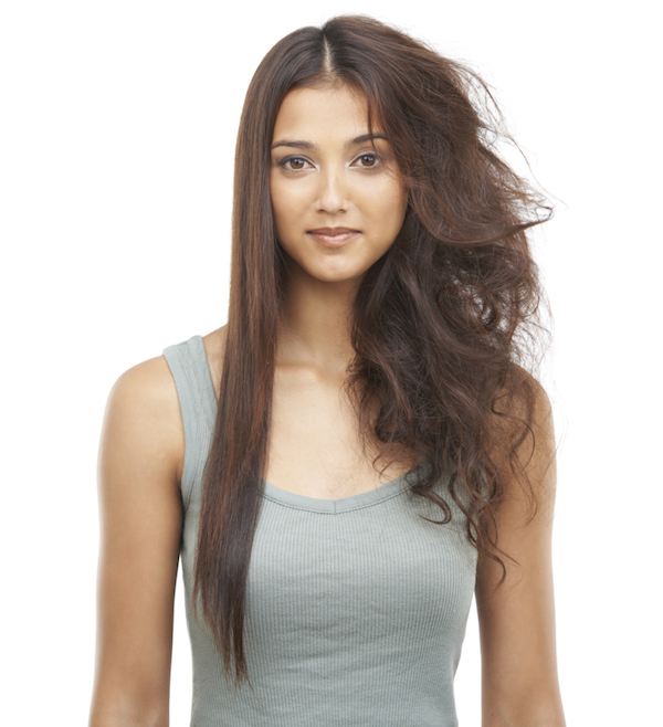woman with dry, frizzy hair